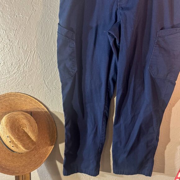 Carhartt XL Navy Blue Ripstop Cargo Work Pants Elastic Waist - Picture 7 of 9